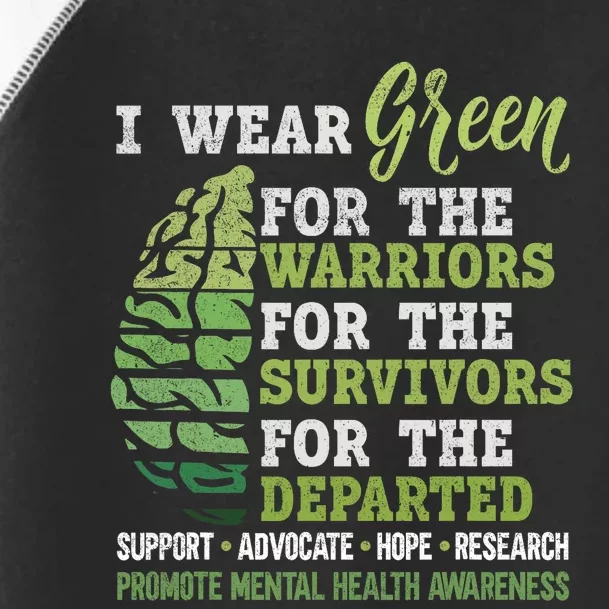 Mental Health Awareness Matters Support I Wear Green Warrior Toddler Fine Jersey T-Shirt