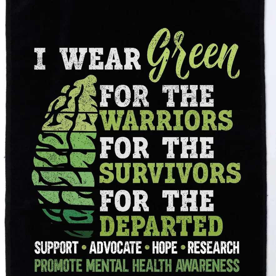 Mental Health Awareness Matters Support I Wear Green Warrior Platinum Collection Golf Towel