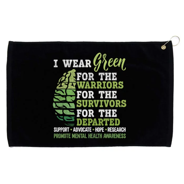 Mental Health Awareness Matters Support I Wear Green Warrior Grommeted Golf Towel