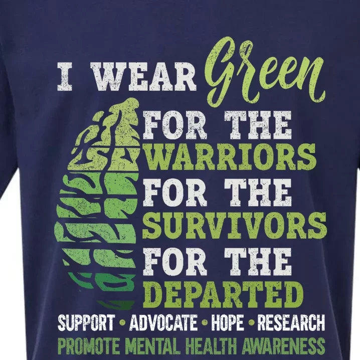 Mental Health Awareness Matters Support I Wear Green Warrior Sueded Cloud Jersey T-Shirt