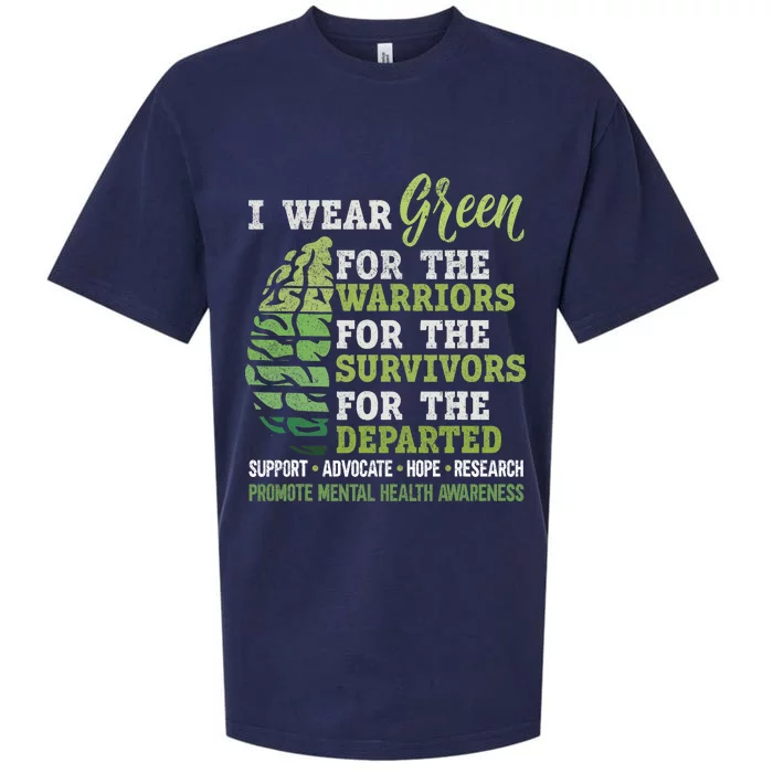 Mental Health Awareness Matters Support I Wear Green Warrior Sueded Cloud Jersey T-Shirt