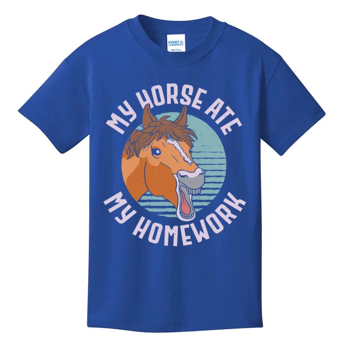 My Horse Ate My Homework Horseback Riding Equestrian Pony Funny Gift Kids T-Shirt