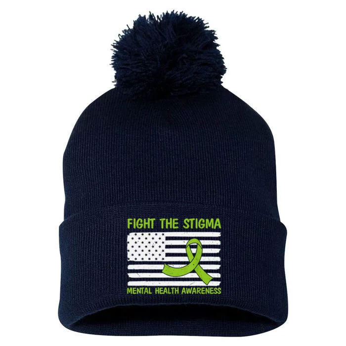 Mental Health Awareness Fight The Stigma Mental Health Pom Pom 12in Knit Beanie