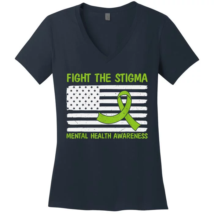 Mental Health Awareness Fight The Stigma Mental Health Women's V-Neck T-Shirt