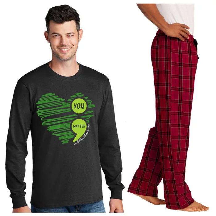 Mental Health Awareness Heart Wear Green For Mental Health Long Sleeve Pajama Set