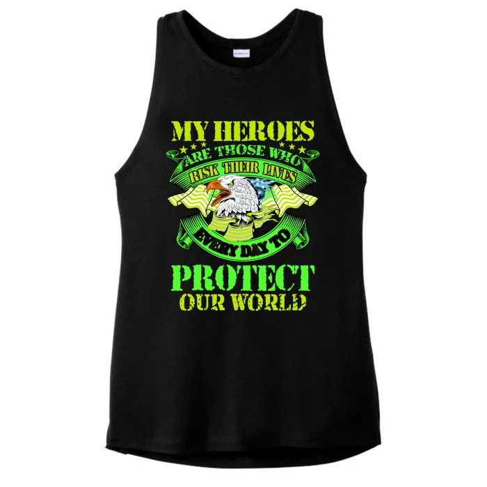 My Heroes Are Those Who Veteran Ladies Tri-Blend Wicking Tank