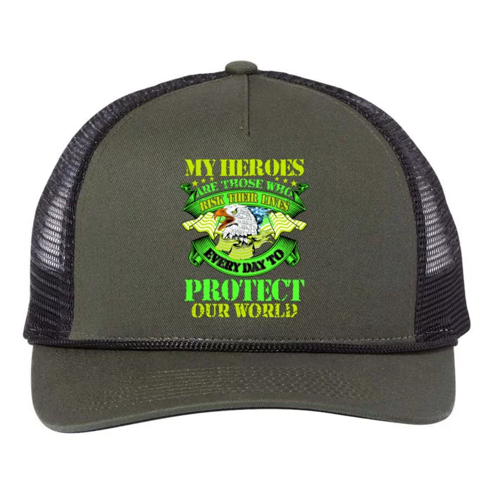 My Heroes Are Those Who Veteran Retro Rope Trucker Hat Cap