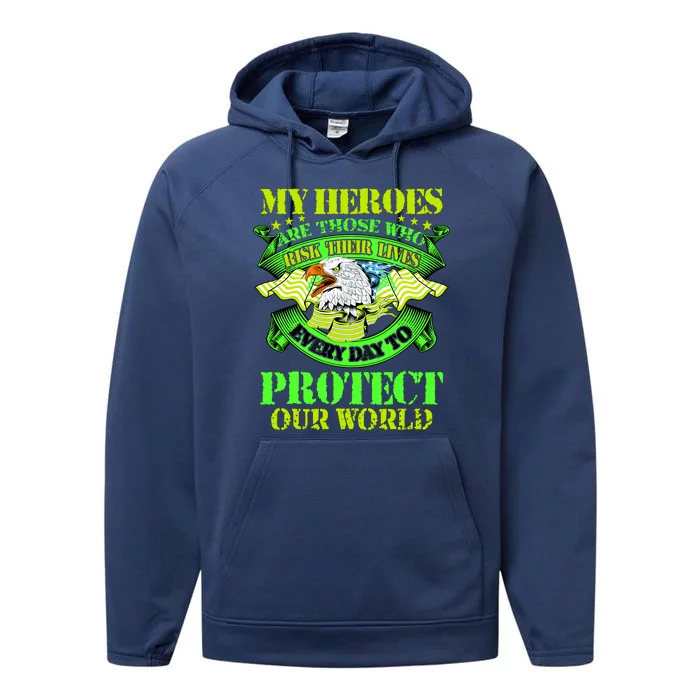 My Heroes Are Those Who Veteran Performance Fleece Hoodie