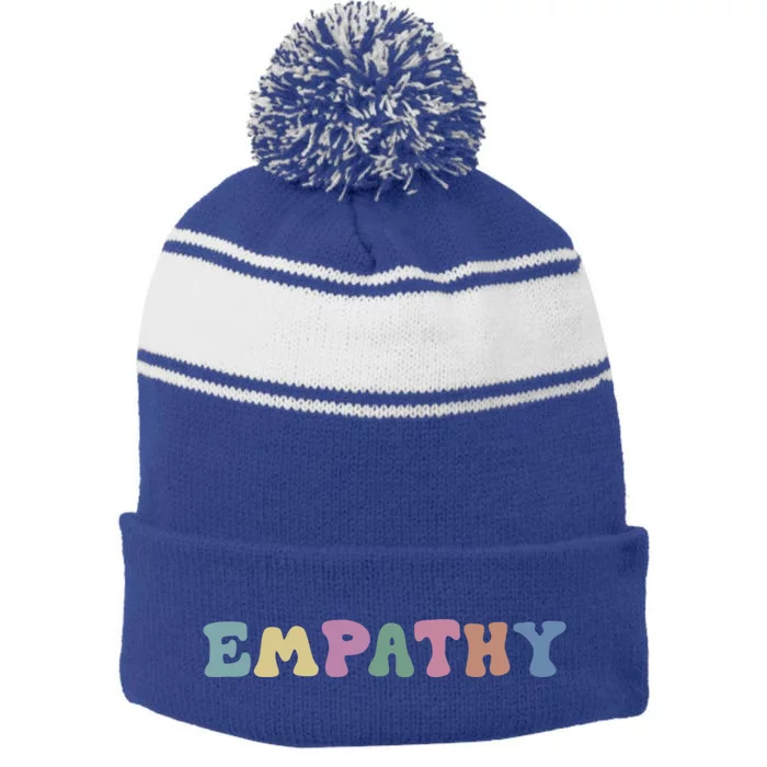 Mental Health Awareness Kindness Empathy Gift Stripe Pom Pom Beanie