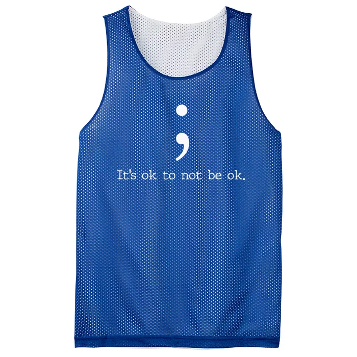 Mental Health Awareness Semicolon Mesh Reversible Basketball Jersey Tank