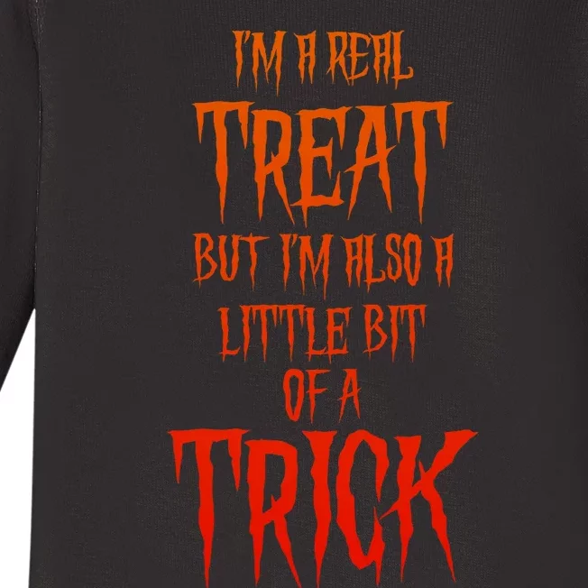 Mischievous Halloween A Real Treat But Also A Trick Baby Long Sleeve Bodysuit