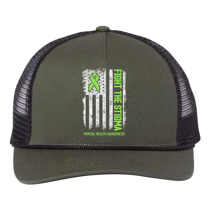 Mental Health Awareness Fight the Stigma Mental Health Retro Rope Trucker Hat Cap