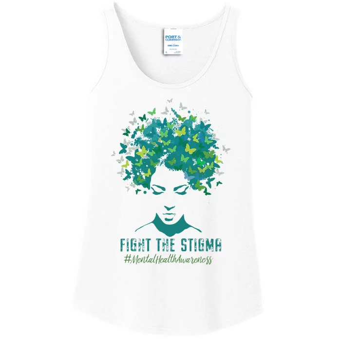 Mental Health Awareness Month Fight The Stigma Positive Quote Ladies Essential Tank