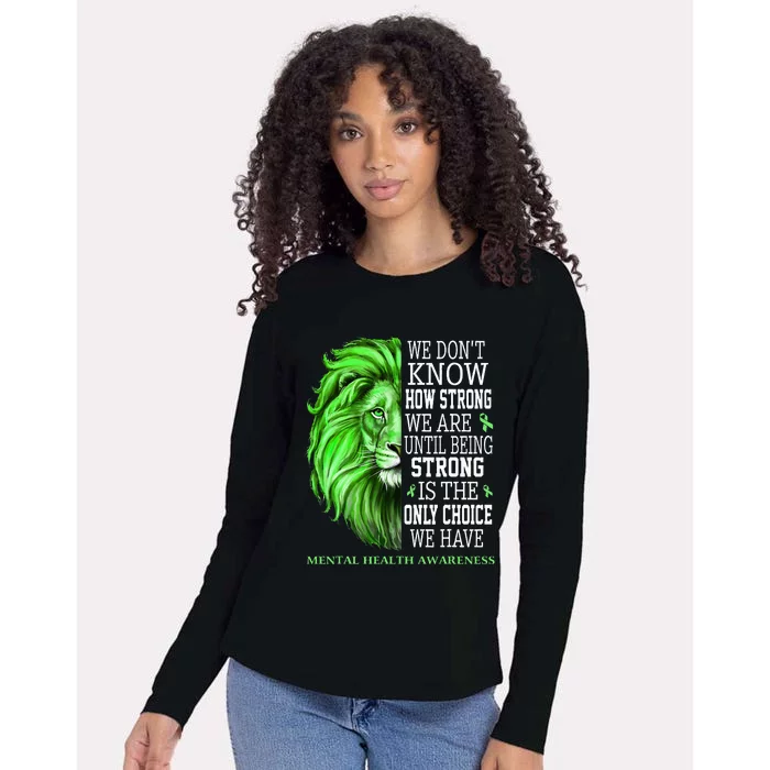 Mental Health Awareness We Wear Green Mh Ribbon Lion Womens Cotton Relaxed Long Sleeve T-Shirt