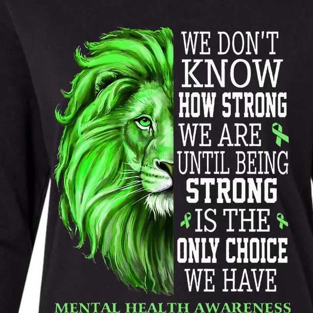 Mental Health Awareness We Wear Green Mh Ribbon Lion Womens Cotton Relaxed Long Sleeve T-Shirt