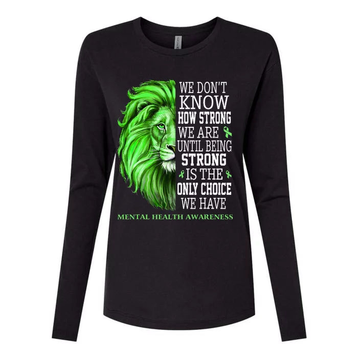 Mental Health Awareness We Wear Green Mh Ribbon Lion Womens Cotton Relaxed Long Sleeve T-Shirt