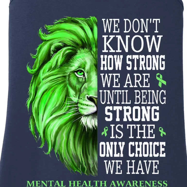 Mental Health Awareness We Wear Green Mh Ribbon Lion Ladies Essential Tank