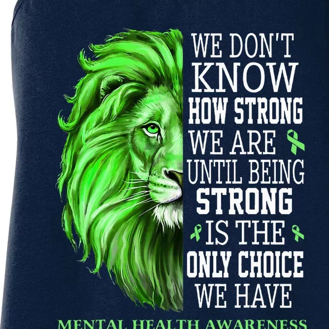 Mental Health Awareness We Wear Green Mh Ribbon Lion Women's Racerback Tank