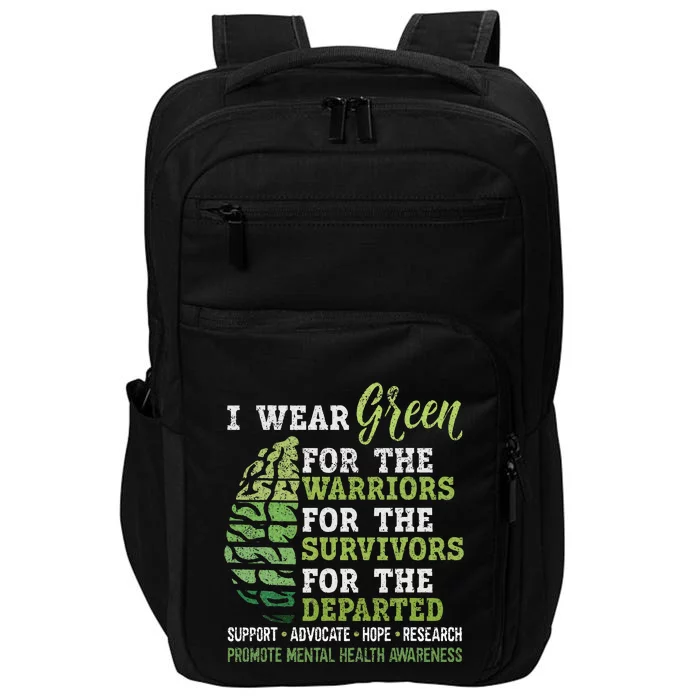 Mental Health Awareness Matters Support I Wear Green Impact Tech Backpack