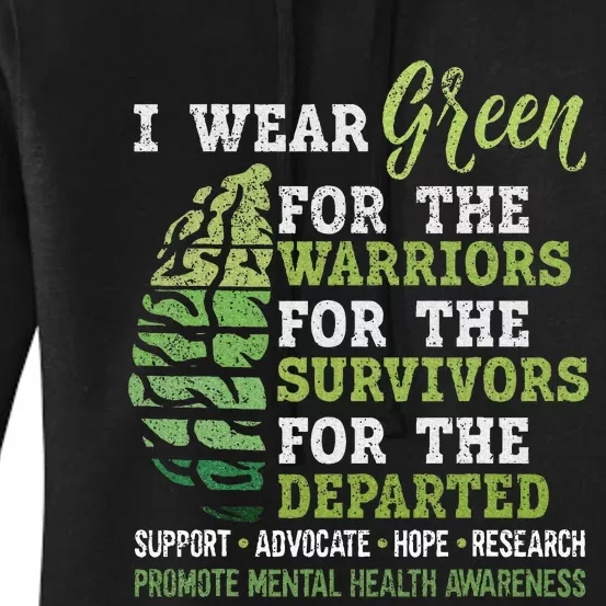 Mental Health Awareness Matters Support I Wear Green Women's Pullover Hoodie