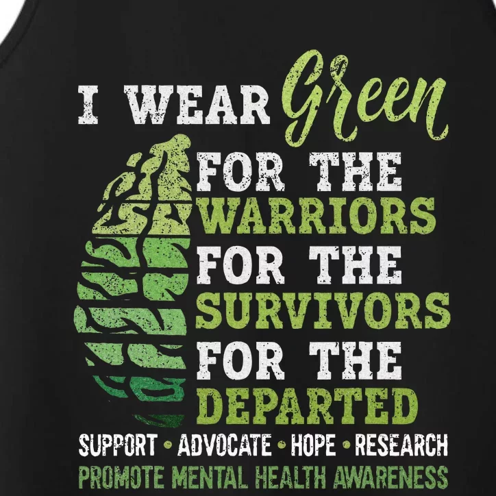 Mental Health Awareness Matters Support I Wear Green Performance Tank