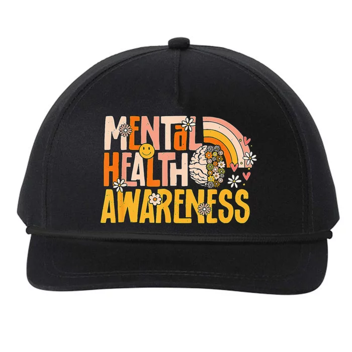 Mental Health Awareness Mental Illness Brain Therapist Snapback Five-Panel Rope Hat