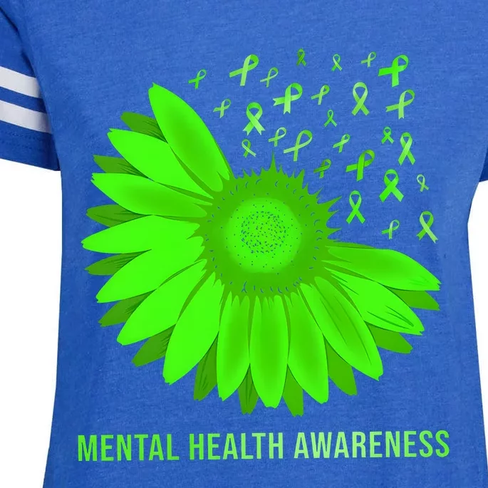 Mental Health Awareness In May We Wear Green Enza Ladies Jersey Football T-Shirt