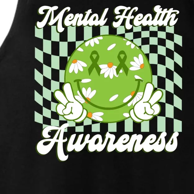 Mental Health Awareness Smile Face Groovy Ladies Tri-Blend Wicking Tank