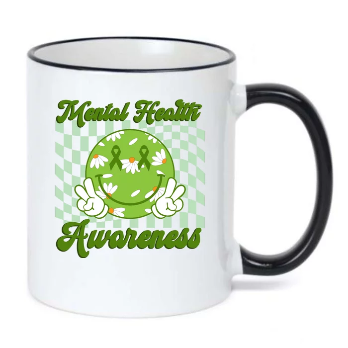 Mental Health Awareness Smile Face Groovy Black Color Changing Mug