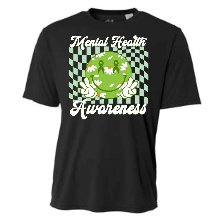 Mental Health Awareness Smile Face Groovy Cooling Performance Crew T-Shirt