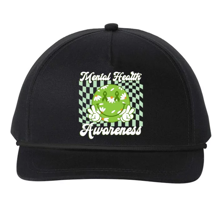 Mental Health Awareness Smile Face Groovy Snapback Five-Panel Rope Hat