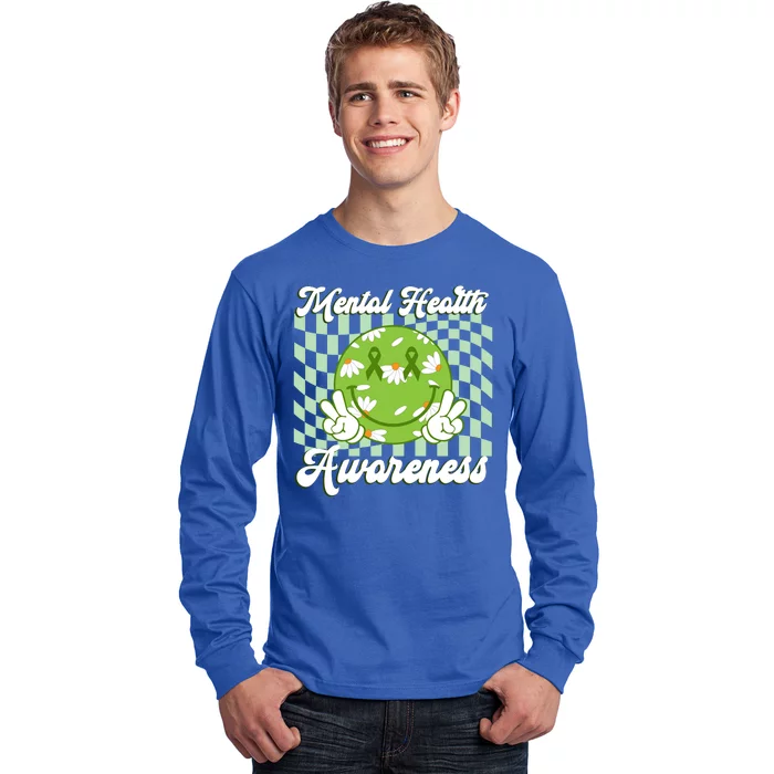 Mental Health Awareness Smile Face Groovy Long Sleeve Shirt