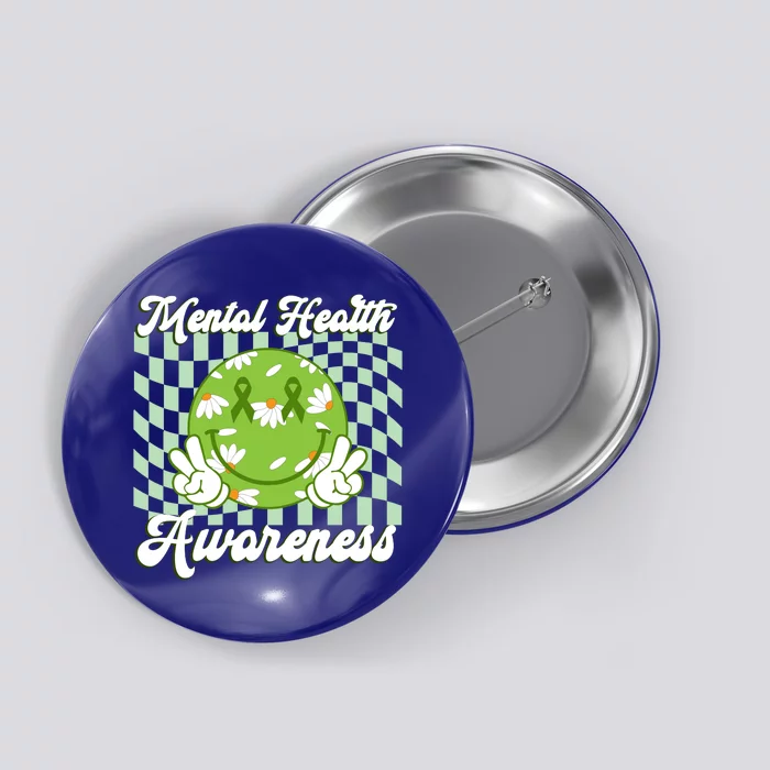 Mental Health Awareness Smile Face Groovy Button