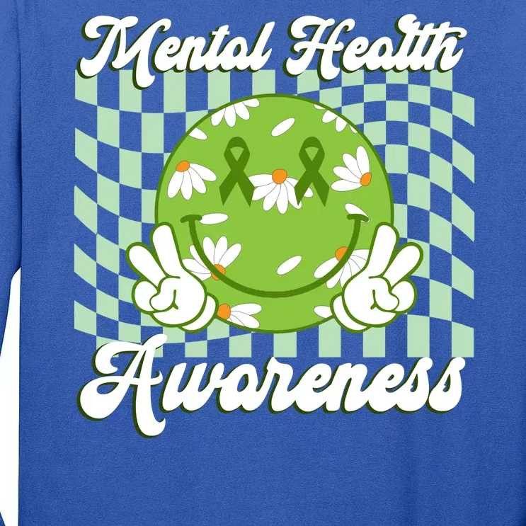 Mental Health Awareness Smile Face Groovy Tall Long Sleeve T-Shirt