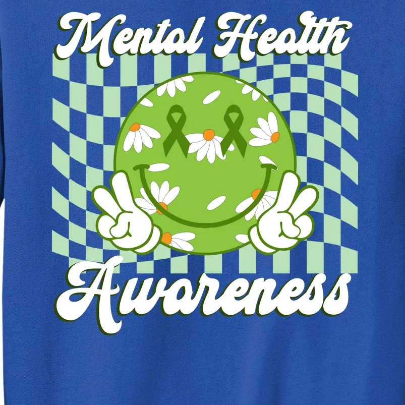 Mental Health Awareness Smile Face Groovy Tall Sweatshirt