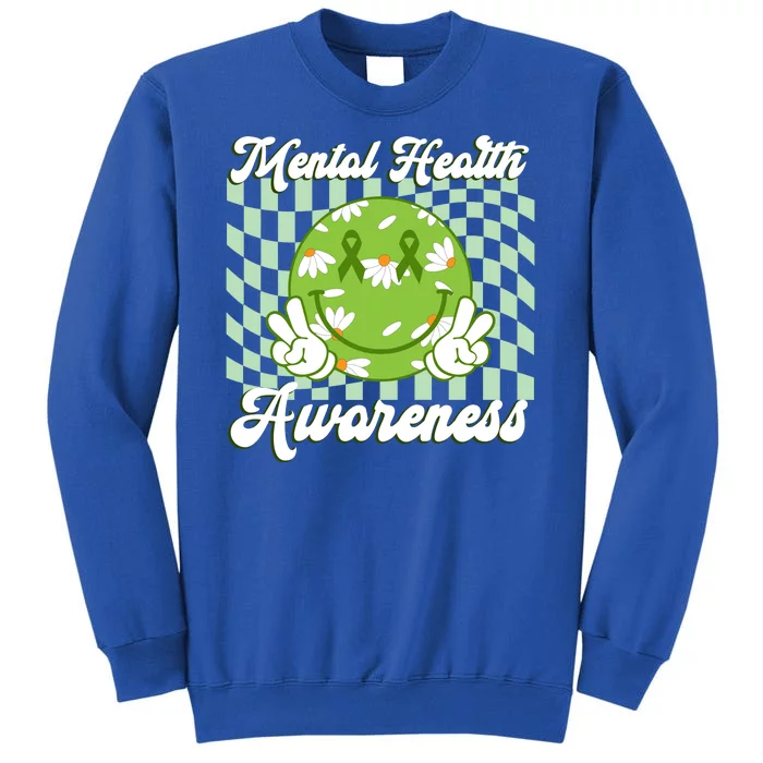 Mental Health Awareness Smile Face Groovy Tall Sweatshirt