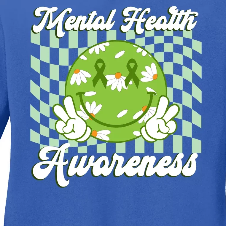 Mental Health Awareness Smile Face Groovy Ladies Long Sleeve Shirt