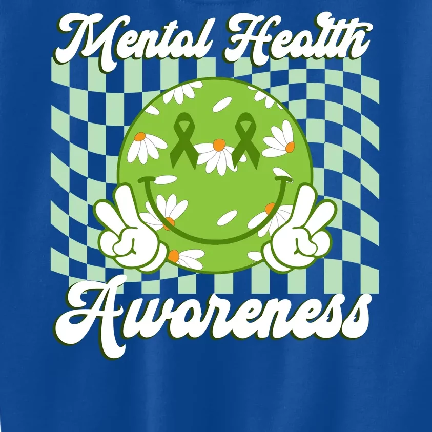 Mental Health Awareness Smile Face Groovy Kids Sweatshirt