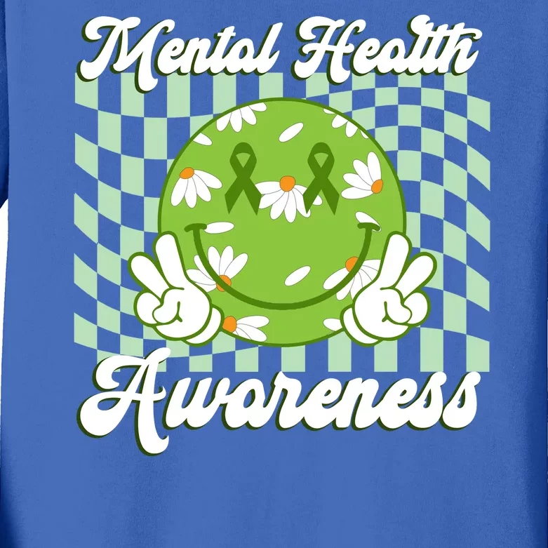 Mental Health Awareness Smile Face Groovy Kids Long Sleeve Shirt