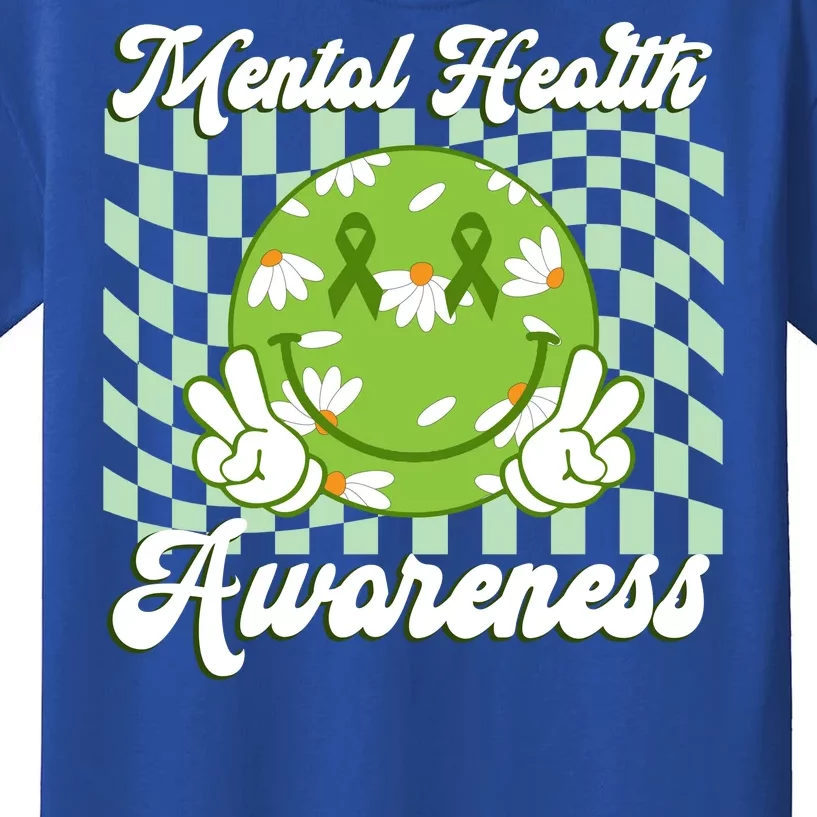 Mental Health Awareness Smile Face Groovy Kids T-Shirt