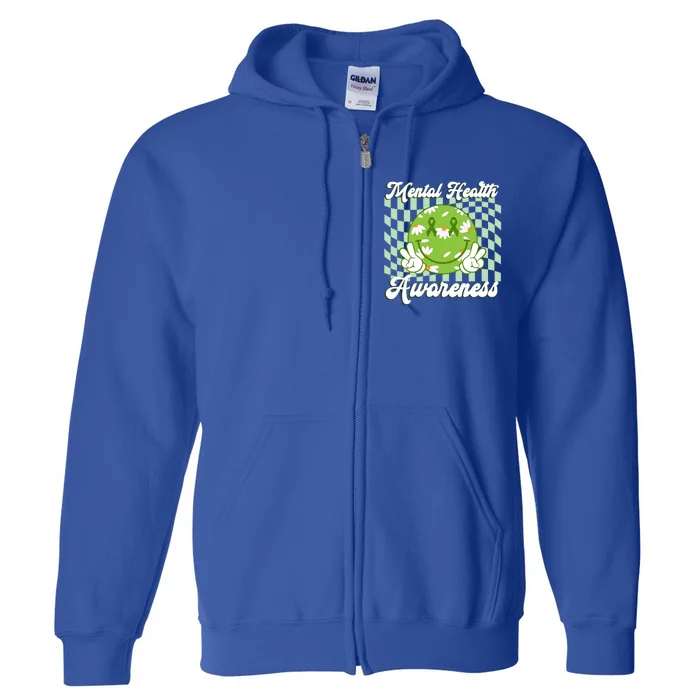 Mental Health Awareness Smile Face Groovy Full Zip Hoodie