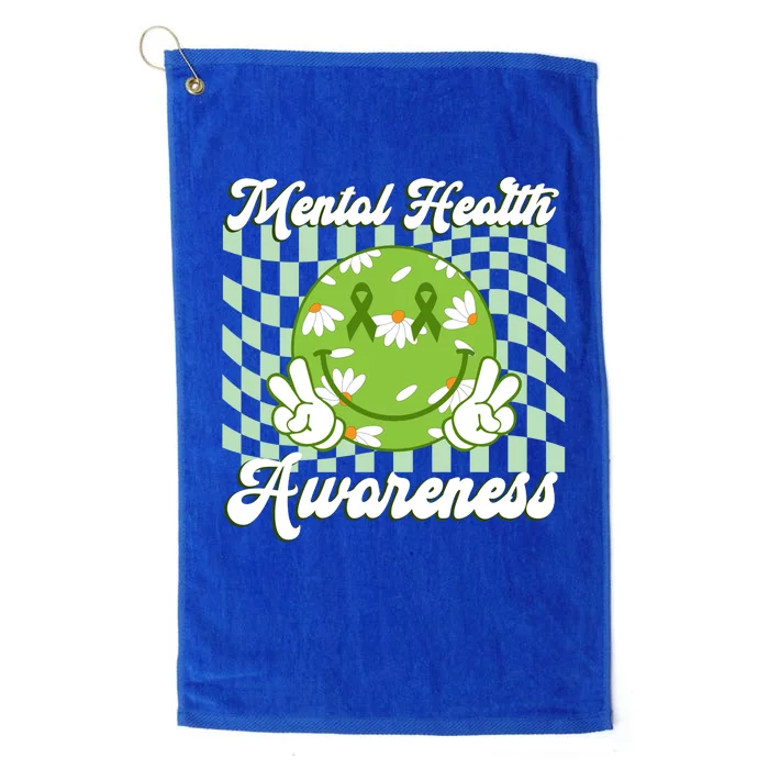 Mental Health Awareness Smile Face Groovy Platinum Collection Golf Towel