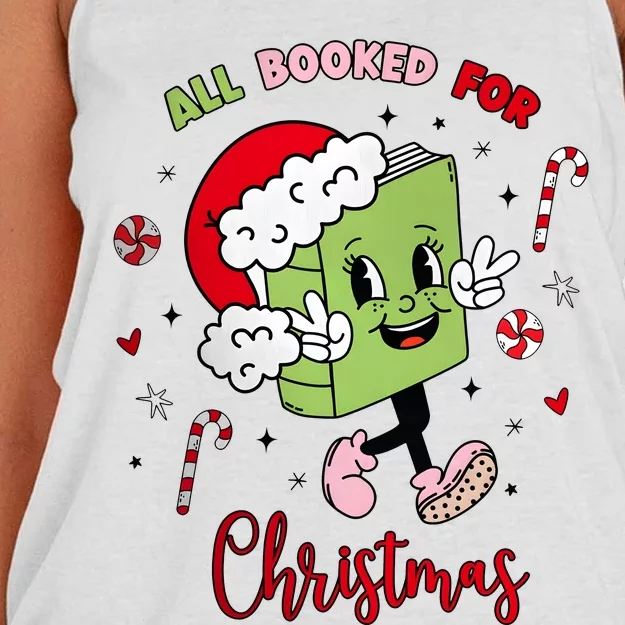 My Holidays Are All Booked Christmas Character Book Lovers Women's Knotted Racerback Tank