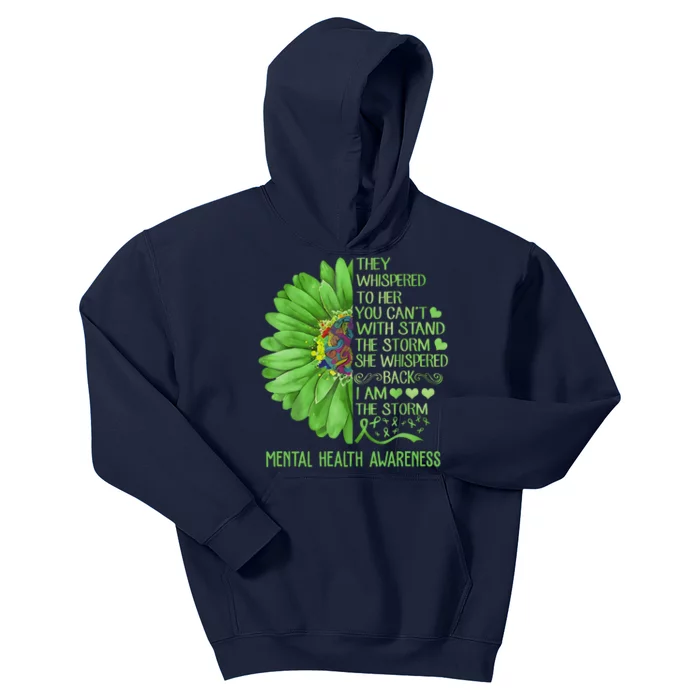 Mental Health Awareness Matters Sunflower I Am The Storm Kids Hoodie