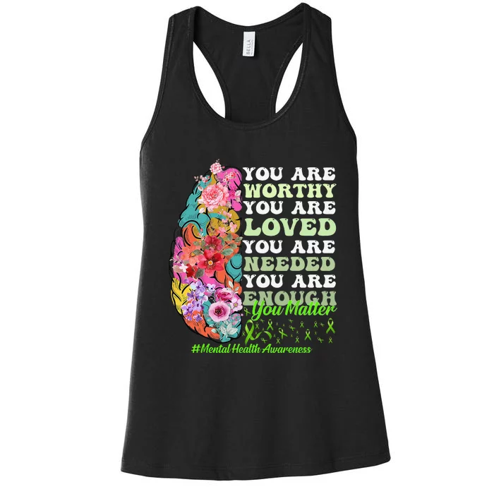 mental health awareness positive motivational quote Women's Racerback Tank