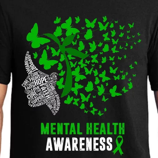 Mental Health Awareness Butterflies Green Ribbon Pajama Set