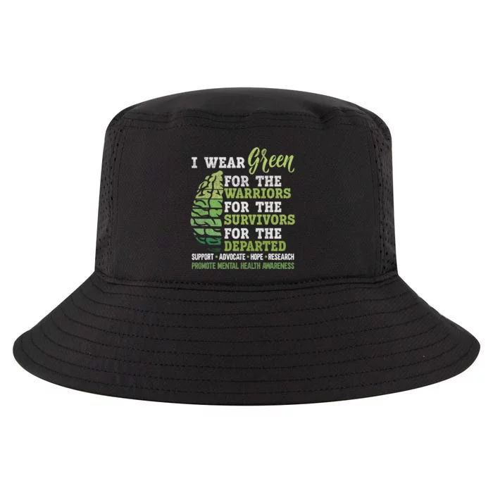 Mental Health Awareness Matters Support I Wear Green Warrior Cool Comfort Performance Bucket Hat