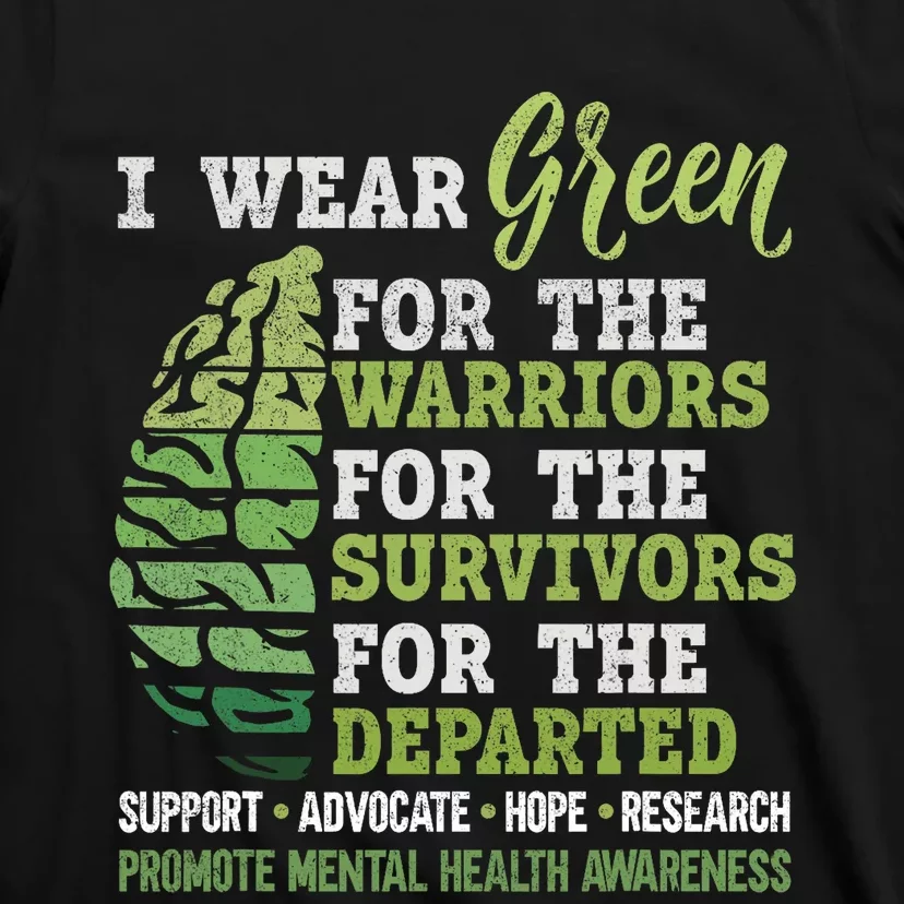 Mental Health Awareness Matters Support I Wear Green Warrior T-Shirt