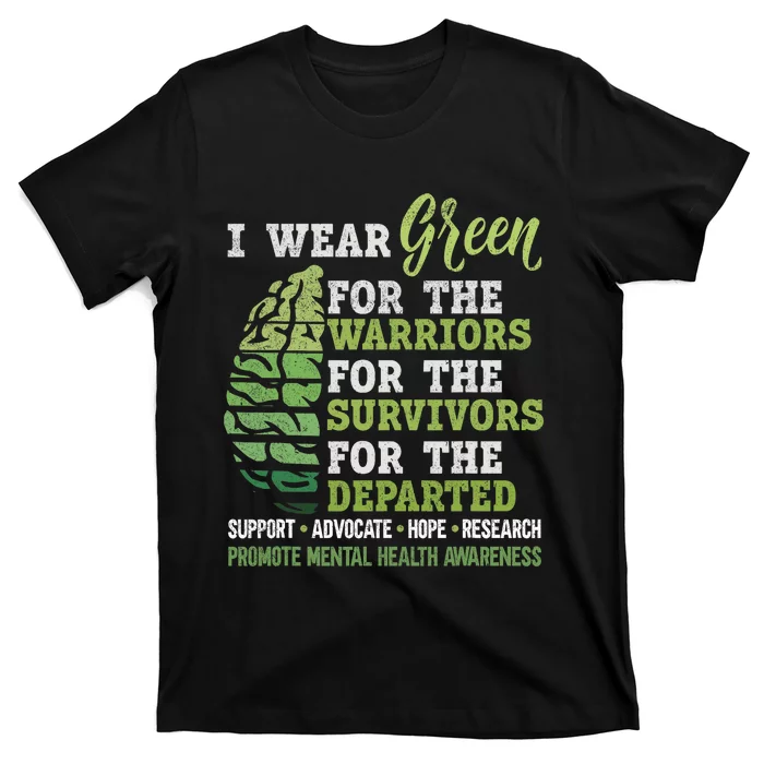 Mental Health Awareness Matters Support I Wear Green Warrior T-Shirt