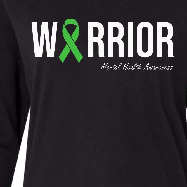 Mental Health Awareness Green Ribbon Womens Cotton Relaxed Long Sleeve T-Shirt